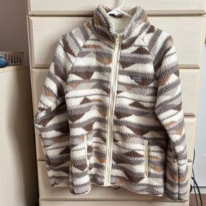 Columbia Cream, Brown & Tan Sherpa Fleece Zip Jacket